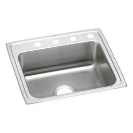 Lustertone Classic Stainless Steel 25" X 21-1/4" X 5" 4-Hole Single Bowl Drop-In Ada Sink, LRAD2521504
