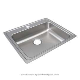 Lustertone Classic Stainless Steel 25" X 21-1/4" X 5-1/2" 2-Hole Single Bowl Drop-In Ada Sink, LRAD2521552