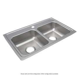 Lustertone Classic Stainless Steel 29" X 18" X 5-1/2" Mr2-Hole Equal Double Bowl Drop-In Ada Sink, LRAD291855MR2