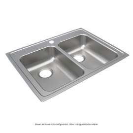 Lustertone Classic Stainless Steel 29" X 22" X 5-1/2" 2-Hole Equal Double Bowl Drop-In Ada Sink, LRAD2922552