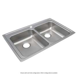 Lustertone Classic Stainless Steel 33" X 21-1/4" X 5-1/2" 4-Hole Equal Double Bowl Drop-In Ada Sink, LRAD3321554