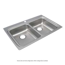 Lustertone Classic Stainless Steel 33" X 22" X 5-1/2" Mr2-Hole Equal Double Bowl Drop-In Ada Sink, LRAD332255MR2