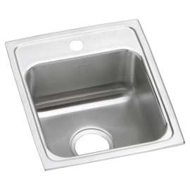 Lustertone Classic Stainless Steel 15" X 17-1/2" X 6-1/2" 1-Hole Single Bowl Drop-In Ada Sink With Quick-Clip, LRADQ1517651