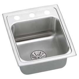 Lustertone Classic Stainless Steel 15" X 17-1/2" X 6-1/2", 0-Hole Single Bowl Drop-In Ada Sink With Perfect Drain(R) And Quick-Clip, LRADQ151765PD0