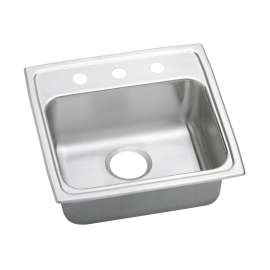 Lustertone Classic Stainless Steel 19-1/2" X 19" X 5" 3-Hole Single Bowl Drop-In Ada Sink With Quick-Clip, LRADQ1919503