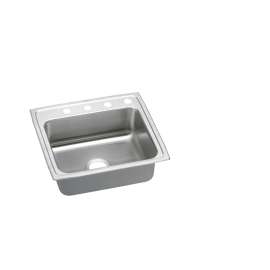 Lustertone Classic Stainless Steel 25" X 21-1/4" X 5-1/2" 3-Hole Single Bowl Drop-In Ada Sink W/Quick Clip, LRADQ2521553