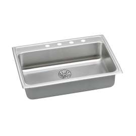 Lustertone Classic Stainless Steel 31" X 22" X 6-1/2" 3-Hole Single Bowl Drop-In Ada Sink With Perfect Drain(R) And Quick-Clip, LRADQ312265PD3
