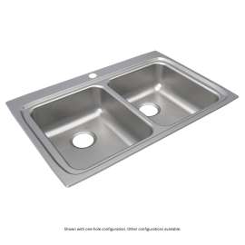 Lustertone Classic Stainless Steel 33" X 22" X 6-1/2" 3-Hole Equal Double Bowl Drop-In Ada Sink With Quick-Clip, LRADQ3322653