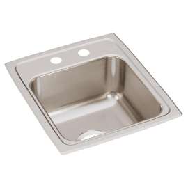 Lustertone Classic Stainless Steel 15" X 17-1/2" X 7-5/8" 2-Hole Single Bowl Drop-In Bar Sink With Quick-Clip, LRQ15172