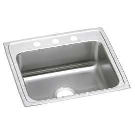 Lustertone Classic Stainless Steel 22" X 19-1/2" X 7-5/8" 3-Hole Single Bowl Drop-In Sink With Quick-Clip, LRQ22193