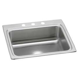 Lustertone Classic Stainless Steel 25" X 22" X 8-1/8" 3-Hole Single Bowl Drop-In Sink With Quick-Clip, LRQ25223