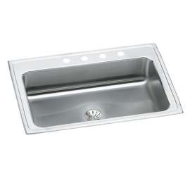 Lustertone Classic Stainless Steel 33" X 22" X 7-5/8" Mr2-Hole Single Bowl Drop-In Sink W/Perfect Drain(R) And Quick-Clip, LRS3322PDMR2