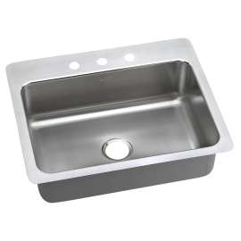 Lustertone Classic Stainless Steel 27" X 22" X 8" 3-Hole Single Bowl Dual Mount Sink, LSR27223