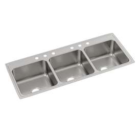 Lustertone Classic Stainless Steel 63" X 22" X 10-1/8" 5-Hole Triple Bowl Drop-In Sink, LTR6322105