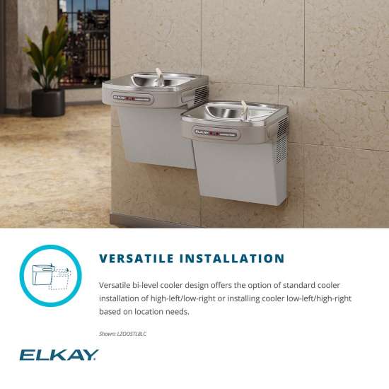 Dual Hands-Free Activation Bi-Level Ada Cooler Filtered Refrigerated Light Gray, LZOOSTL8LC