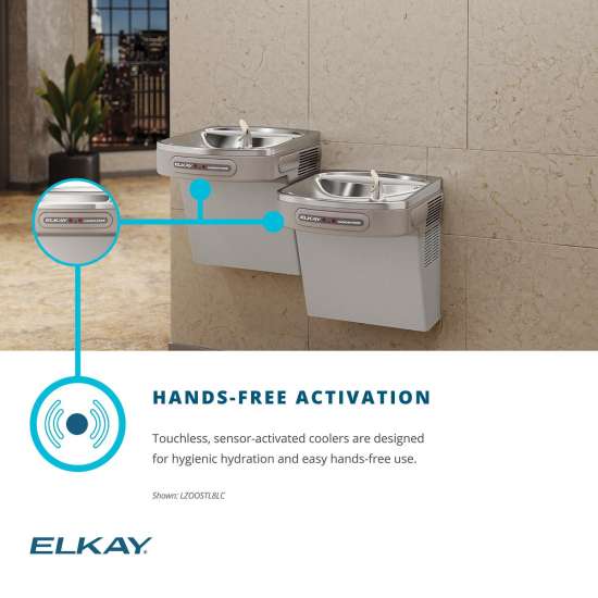 Dual Hands-Free Activation Bi-Level Ada Cooler Filtered Refrigerated Stainless, LZOOSTL8SC