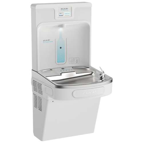 Enhanced Filtered Bottle Filling Station & Single Ada Cooler Arctic White Lead Reduction Drop Down Wrapper, LZS8WSAP