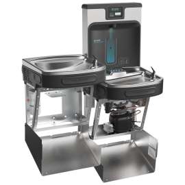 Enhanced Filtered Bottle Filling Station & Bi-Level Ada Cooler Midnight Black Lead Reduction Drop Down Wrapper, LZSTL8WSMP