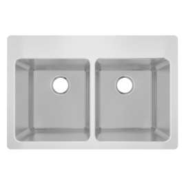 Stainless Steel 33" X 22" X 9" Drop-In Equal Double Bowl Brushed Satin 18 Gauge 4-Hole Sink, MFD1144