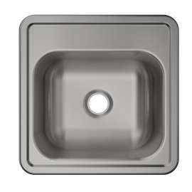 Stainless Steel Sink 15" X 15" X 5-3/16" Drop-In Single Bowl 23 Gauge 2-Hole 50 Pk, MFV1012-50