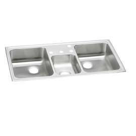 Celebrity Stainless Steel 43" X 22" X 7-1/8", 0-Hole Triple Bowl Drop-In Sink, PSMR43220