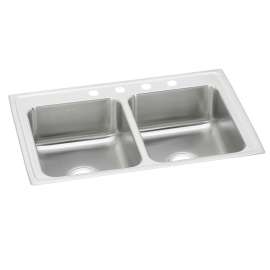 Celebrity Stainless Steel 33" X 19-1/2" X 7-1/8" 1-Hole Equal Double Bowl Drop-In Sink, PSR33191