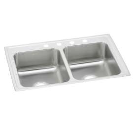 Celebrity Stainless Steel 43" X 22" X 7-1/8" 2-Hole Equal Double Bowl Drop-In Sink, PSR43222
