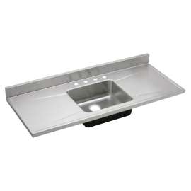 Lustertone Classic Stainless Steel 60" X 25" X 7-1/2", Single Bowl Sink Top, S60190
