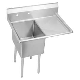 Dependabilt Stainless Steel 38-1/2" X 23-13/16" X 43-3/4" 18 Gauge One Compartment Sink W/ 18" Right Drainboard And Stainless Steel Legs, SE1C18X18-R-18X