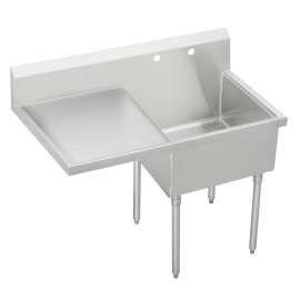 Sturdibilt Stainless Steel 49-1/2" X 27-1/2" X 14" Floor Mount Single Compartment Scullery Sink W/ Drainboard, SS8124L1