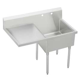 Sturdibilt Stainless Steel 55-1/2" X 27-1/2" X 14" Floor Mount Single Compartment Scullery Sink W/ Drainboard, SS8130L0