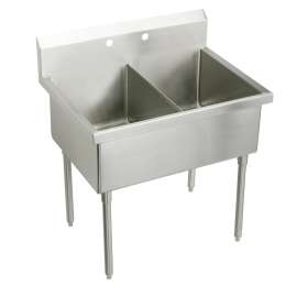 Sturdibilt Stainless Steel 51" X 27-1/2" X 14" Floor Mount Double Compartment Scullery Sink, SS82484