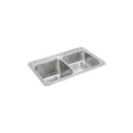 Celebrity Stainless Steel 33" X 22" X 10-1/4" 1-Hole Equal Double Bowl Drop-In Sink With Right Small Bowl, STCR3322L1