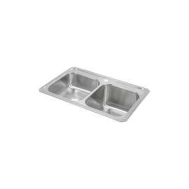 Celebrity Stainless Steel 33" X 22" X 10-1/4" 1-Hole Equal Double Bowl Drop-In Sink With Left Small Bowl, STCR3322R1