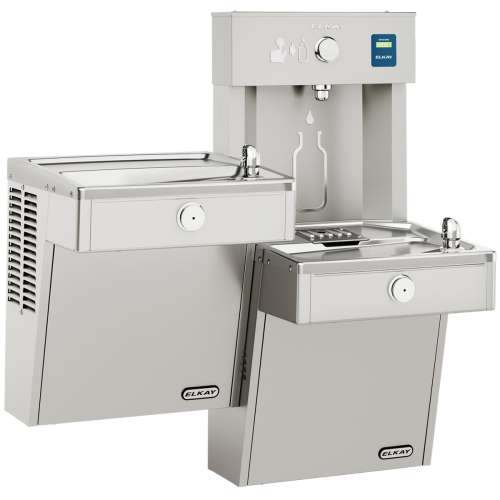 Ezh2O Vandal-Resistant Bottle Filling Station & Bi-Level Cooler Non-Filtered Non-Refrigerated Stainless, VRCTLDDWSK