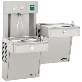 Ezh2O Vandal-Resistant Bottle Filling Station & Bi-Level Reverse Cooler Non-Filtered Refrigerated Stainless, VRCTLR8WSK