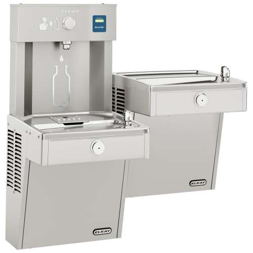 Ezh2O Vandal-Resistant Bottle Filling Station & Bi-Level Reverse Cooler Non-Filtered Refrigerated Stainless, VRCTLR8WSK