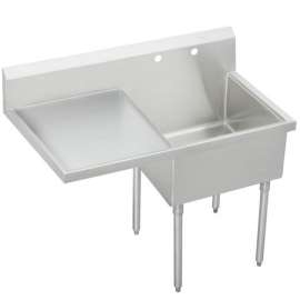 Weldbilt Stainless Steel 55-1/2" X 27-1/2" X 14" Floor Mount Single Compartment 2-Hole Scullery Sink W/Left Drainboard, WNSF8130L2