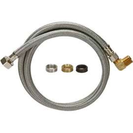 Braided Stainless Steel 4-ft Dishwasher Water Supply Connector with 3/8-in Compression Thread x 3/8-in Compression or 1/2-in IP Straight Thread