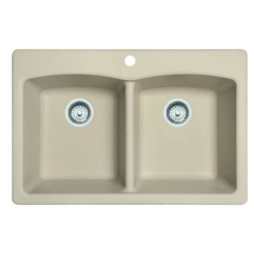 Franke Ellipse 33.0-In. X 22.0-In. Fragranite Dual Mount Double Bowl Kitchen Sink In Champagne