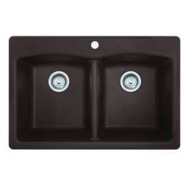 Franke Ellipse 33.0-In. X 22.0-In. Fragranite Dual Mount Double Bowl Kitchen Sink In Mocha