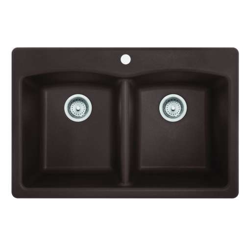 Franke Ellipse 33.0-In. X 22.0-In. Fragranite Dual Mount Double Bowl Kitchen Sink In Mocha