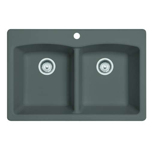 Franke Ellipse 33.0-In. X 22.0-In. Fragranite Dual Mount Double Bowl Kitchen Sink In Stone Grey