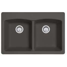Franke Ellipse 33.0-In. X 22.0-In. Fragranite Dual Mount Double Bowl Kitchen Sink In Slate Grey