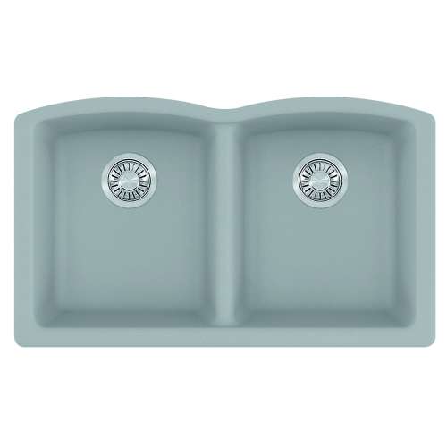Franke Ellipse 33.0-In. X 19.7-In. Stone Grey Fragranite Undermount Double Bowl Kitchen Sink - Elg120Oshg