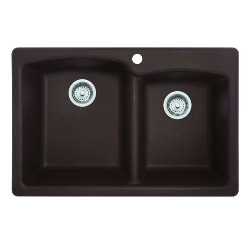 Franke Ellipse 33.0-In. X 22.0-In. Fragranite Dual Mount Double Bowl Kitchen Sink In Mocha