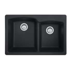 Franke Ellipse 33.0-In. X 22.0-In. Fragranite Dual Mount Double Bowl Kitchen Sink In Matte Black
