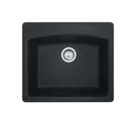 Franke Ellipse 25.0-In. X 22.0-In. Matte Black Fragranite Dual Mount Single Bowl Kitchen Sink - Esmb25229-1