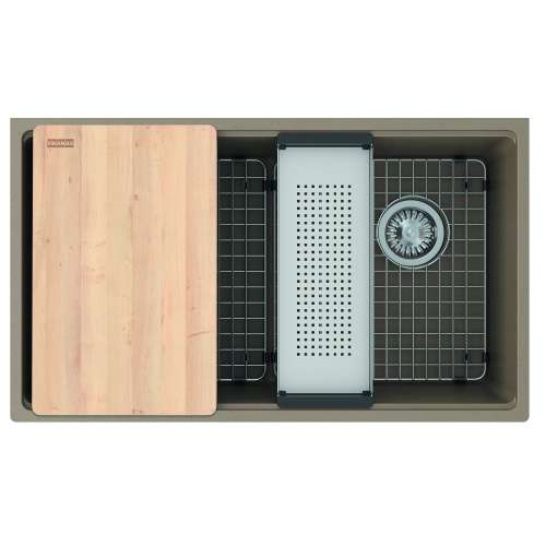 Franke Maris Undermount 33-In X 19.31-In Fragranite Single Bowl Workcenter Kitchen Sink In Oyster