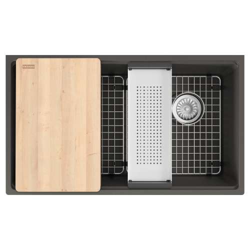 Franke Maris Undermount 33-In X 19.31-In Fragranite Single Bowl Workcenter Kitchen Sink In Slate Grey